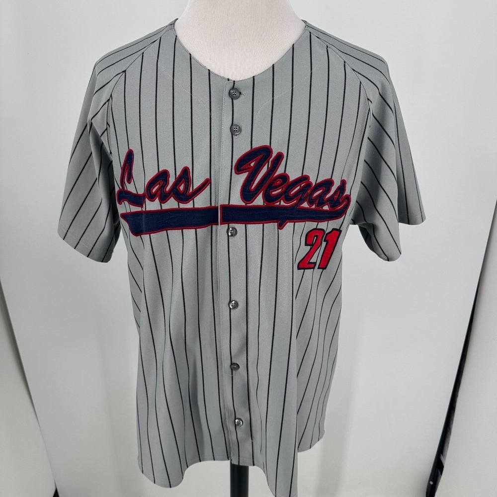 DC Classic Jersey Las Vegas 21 Blackjack MENS Gray Pinstripe Button Close XL